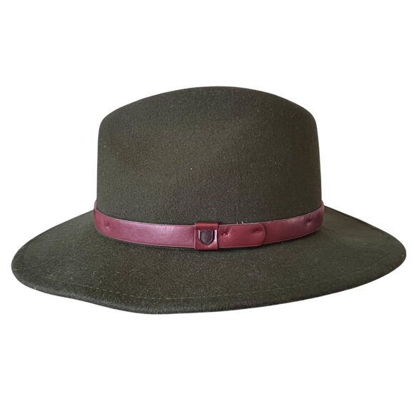 Brixton Messer Fedora Hat Adult Size Large 7 1/2 Moss Green Wool Felt - Picture 1 of 11